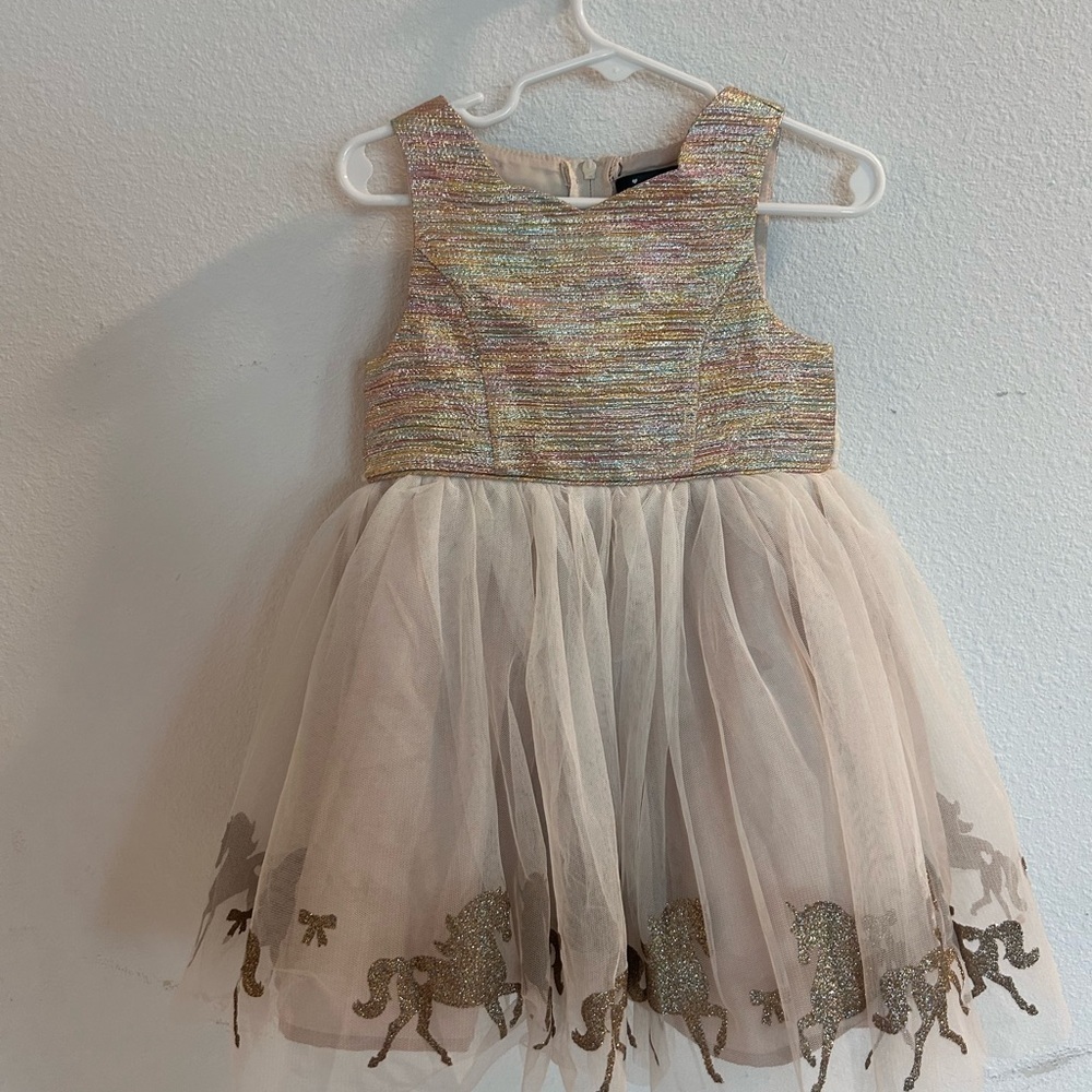 Pink Violet Glittery Princess Unicorn Little Girls Party Dress
Size 3